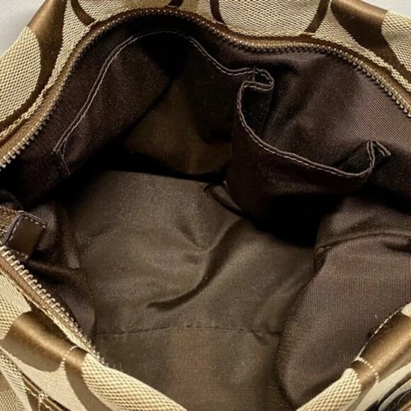 Coach Signature Stripe Crossbody Shoulder Bag F19220 Brown/Tan Classic Jaquard - Picture 12 of 15